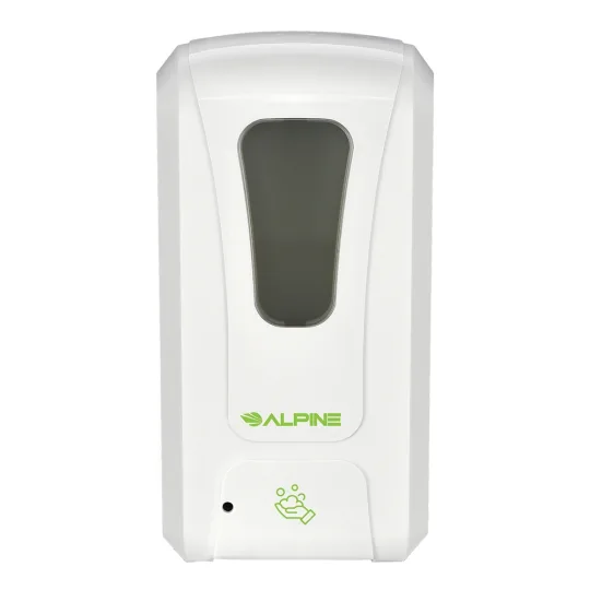 Alpine Automatic Wall Mount Foam Soap/Sanitizer Dispenser with Drip Tray, White, 1200ml
