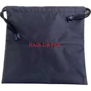 Black Hair Dryer Bag with Red Embroidery