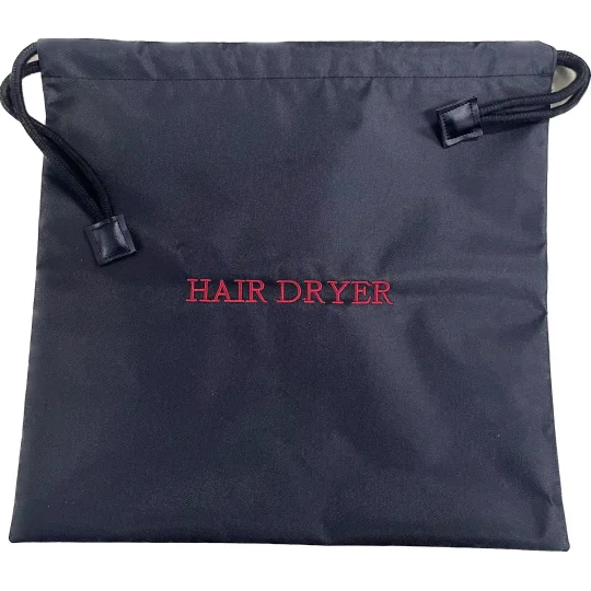Black Hair Dryer Bag with Red Embroidery