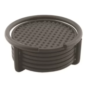 Coaster Set 4" Round, Black