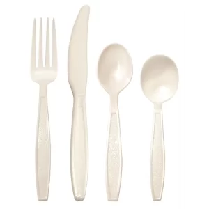 Cutlery Kit with Fork, Knife, Spoon and Napkin, White