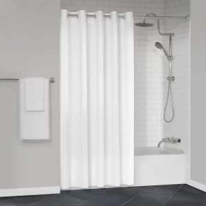 Protect360° Petite Dot Shower Curtain, Hook Free, Antimicrobial, 8 Gauge Vinyl, 71x74, White