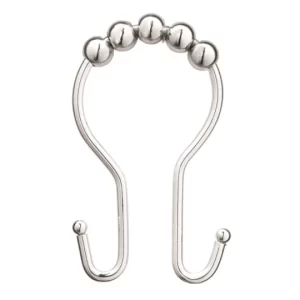 Shower Curtain Double Roller Ball Hooks, Polished Stainless Steel
