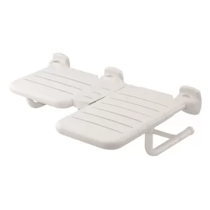WingIts® PURE Elegance Left L-Shaped Shower Seat, Permanent Mount, White Nylon , 32" x 22.5"