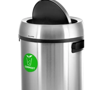 Alpine Industries 17 Gallon Stainless Steel Indoor Compost Receptacle with Swivel Lid