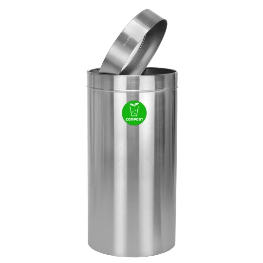 Alpine Industries 27 Gallon Stainless Steel Open Top Compost Bin Trash Can - Image 2