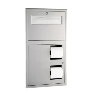 Bobrick B-3474 ClassicSeries Recessed Seat-Cover Dispenser and Toilet Tissue Dispenser