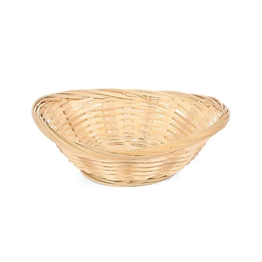 Handwoven Bamboo 6in Oval Basket, Natural