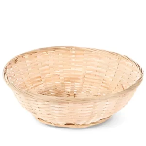 Handwoven Bamboo 8in Round Basket, Natural