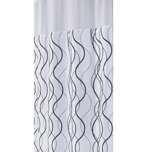 Hookless Waves Shower Curtain with Window, 71"x77", White