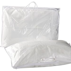 Blanket & Pillow Storage Bag, Small 15"W x 18"L x 6"H, Vinyl Zipper, Clear